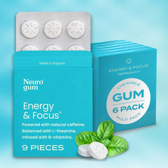 Energy Caffeine Nootropics for Energy & Focus - Sugar-Free with L-theanine, Caffeine, Vitamin B12 & Vitamin B6 - Peppermint Flavor