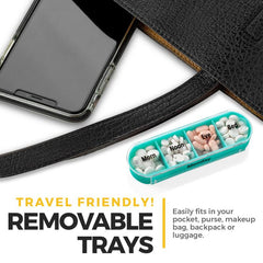 Weekly Pill Organizer, 1 Dispenser, 7 Stackable Compartments Four Times-a-Day - Morning, Noon, Evening, and Bedtime, Black