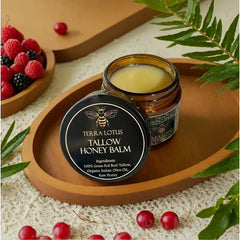 Organic Grass - Fed Beef Tallow Balm with Raw Honey - Handmade All-Natural Moisturizer for Soft, Smooth, Radiant Skin
