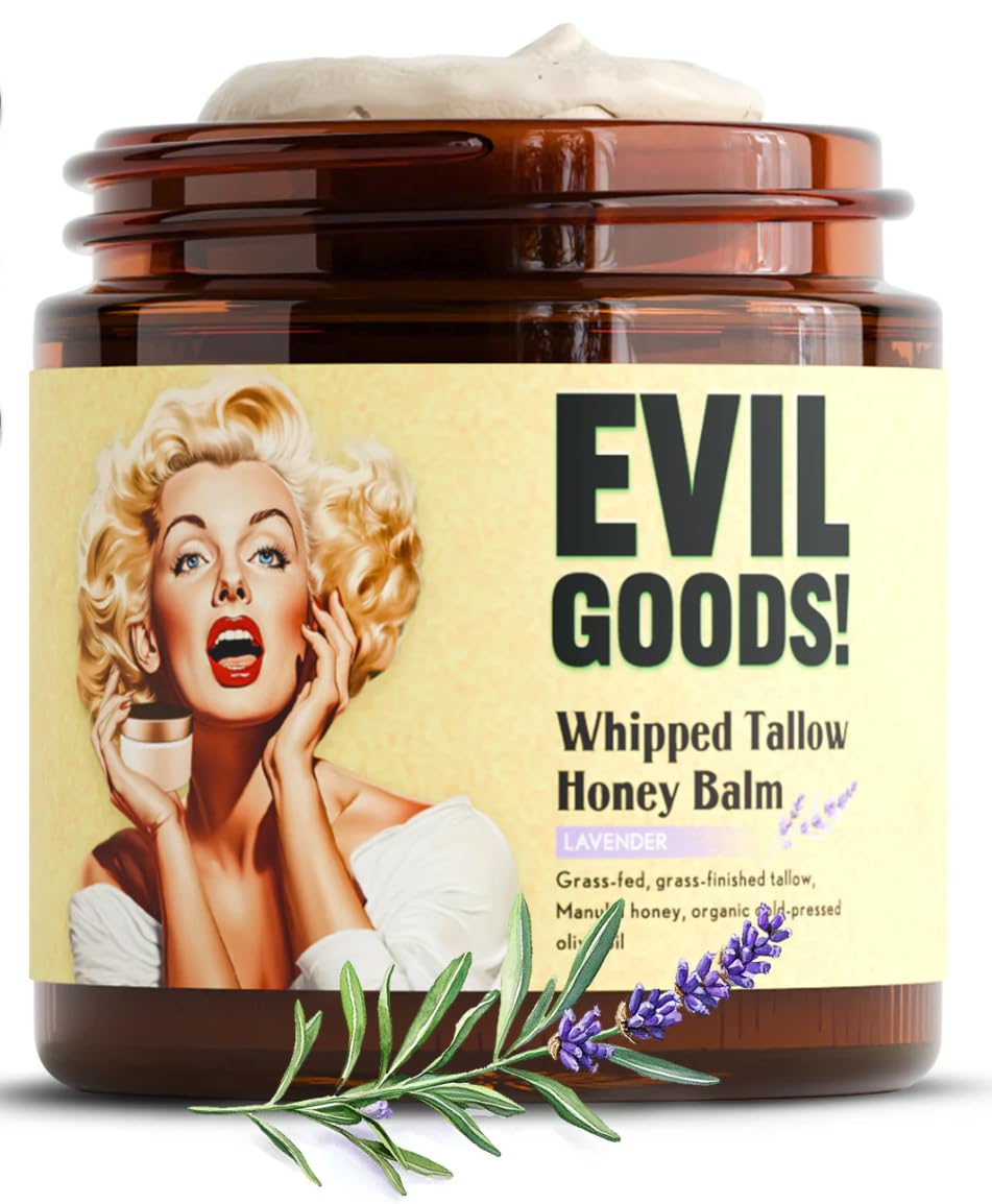 Whipped Beef Tallow and Honey Balm Moisturizer for Skin, Face, Lips, Body - Unscented