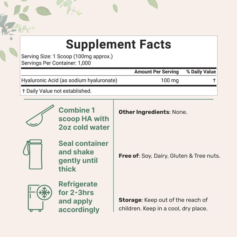 Ingredients Hyaluronic Acid Powder, DIY Facial Serum, Skin Hydration Care Formula