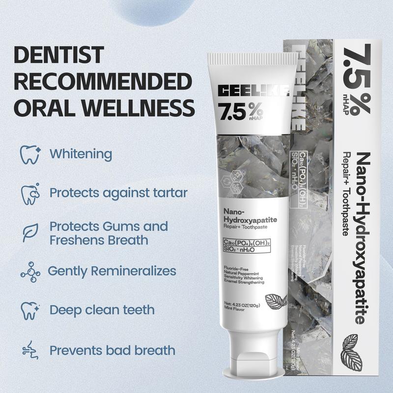 Fluoride-Free Hydroxyapatite Toothpaste | Enamel Repair & Fresh Breath | Gentle Mint Flavor | 4.23 oz Oral Care