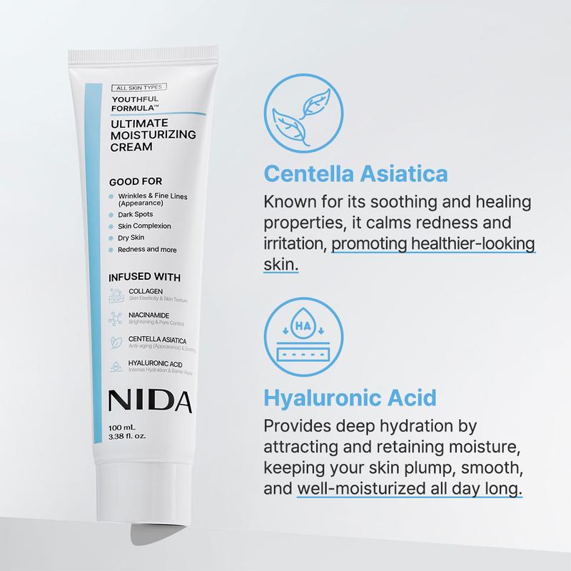 Youthful Formula Ultimate Moisturizing Cream (100mL) / Collagen, Niacinamide, Centella Asiatica, Hyaluronic Acid / Wrinkles, Dark Spots, Skincare