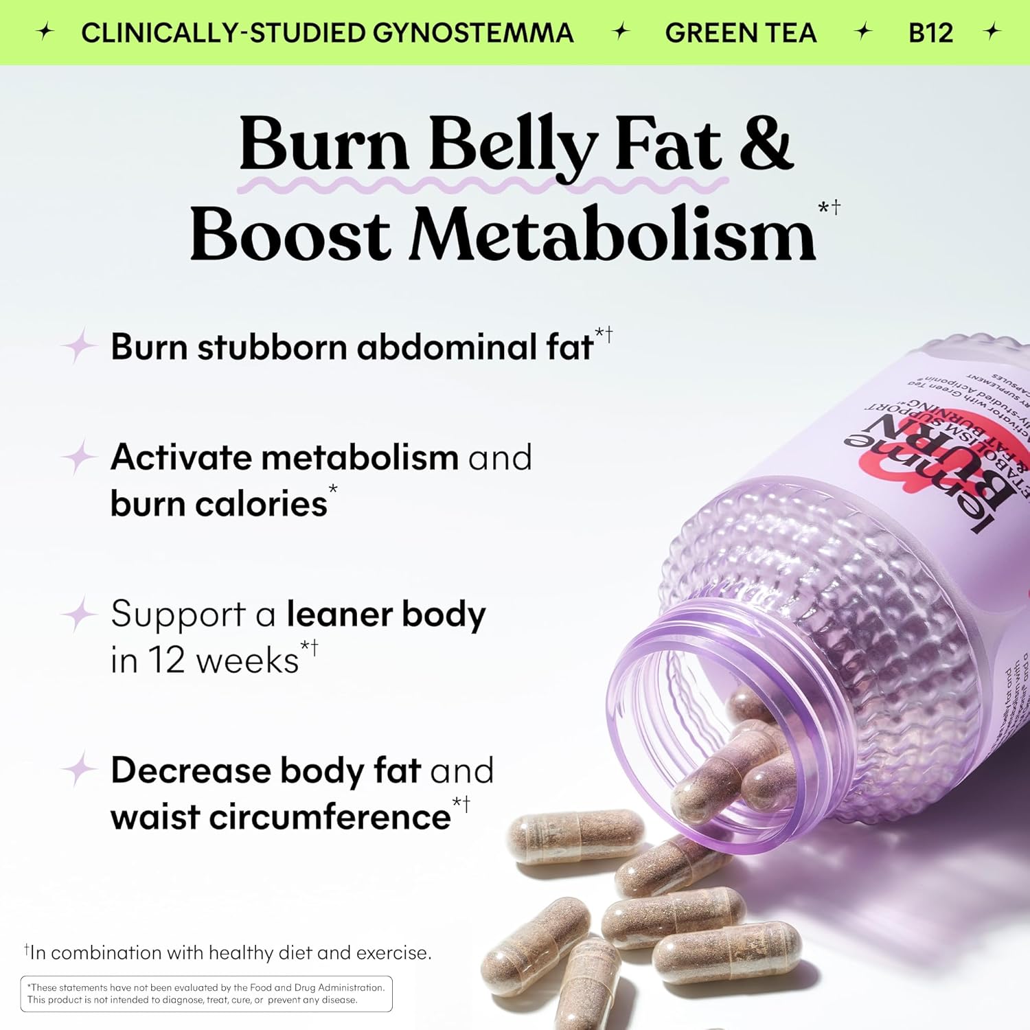 Metabolism, + AMPK Activating Supplement for Men & Women w/Clinically Studied Actiponin Gynostemma, Green Tea Extract, Vitamins B6 & B12 - Gluten Free, 60 Count
