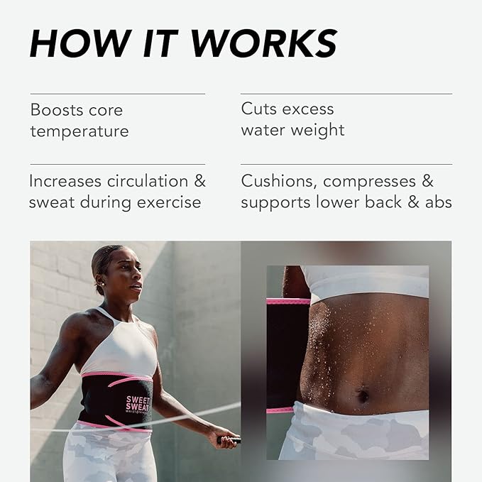 Sports Research® Waist Trimmer - Premium Sweat Enhancing Fitness Belt for Women & Men - 5 Adjustable Sizes