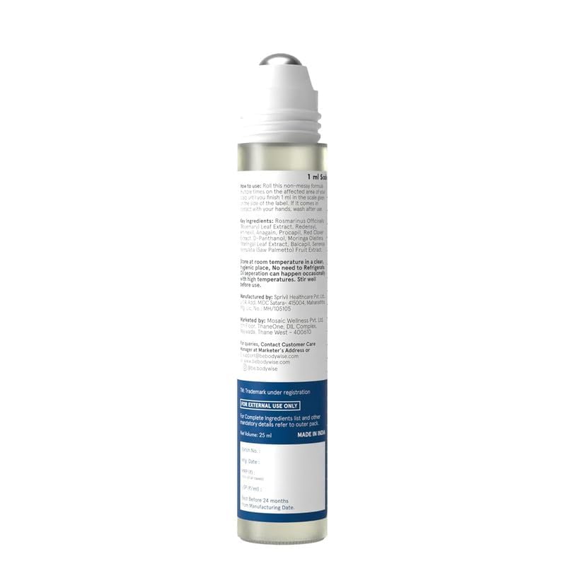 Rosemary Hair Growth Serum Roll On 25 ml – 3% Rosemary, 3% Redensyl & 2% Anagain | DHT-Blocking Scalp Serum Boosts Oxygen Flow, Reduces Hair Fall | Paraben/Sulfate-Free | Women & Men